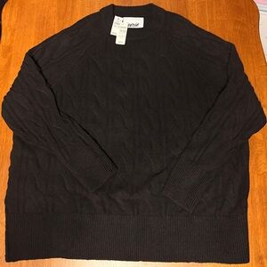 Aerie womens Black Crewneck Sweater